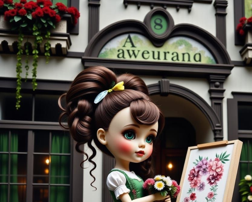 Doll with Wildflowers: Photorealistic 3D Render