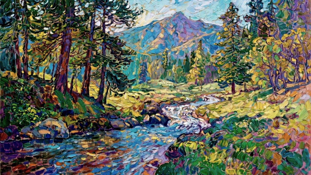 Mountain Stream in Post-Impressionistic Impasto Landscape