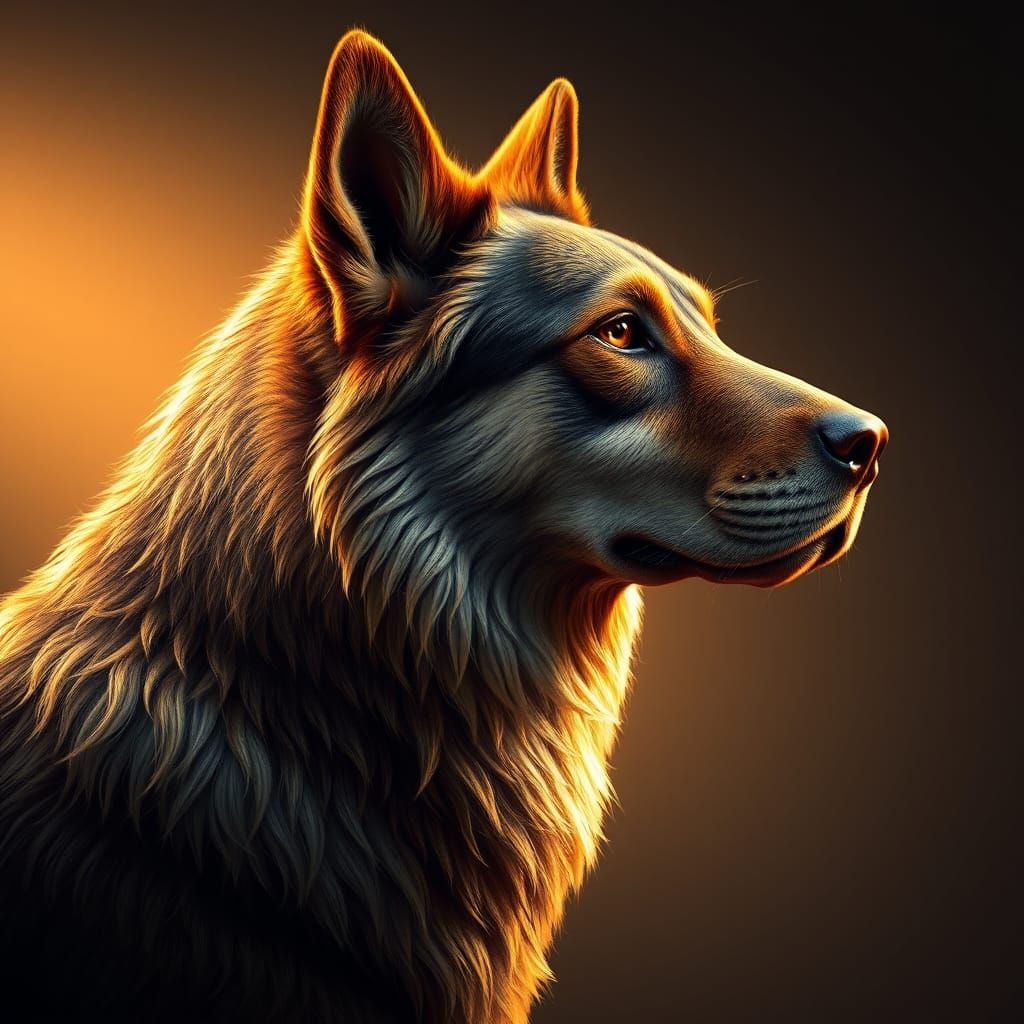 Elegant Canine Portrait in Vibrant, Stylized Colors