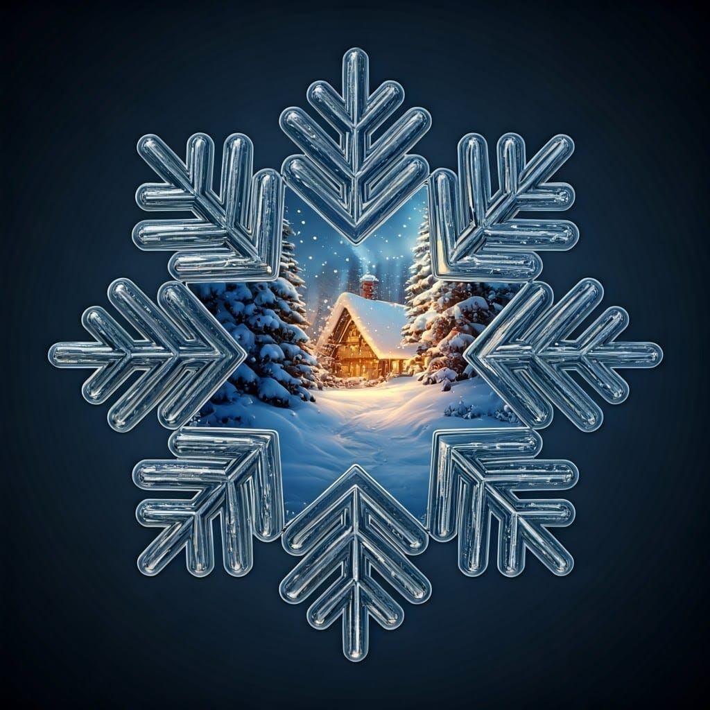 Surreal Winter Wonderland Unfolds Inside Delicate Snowflake