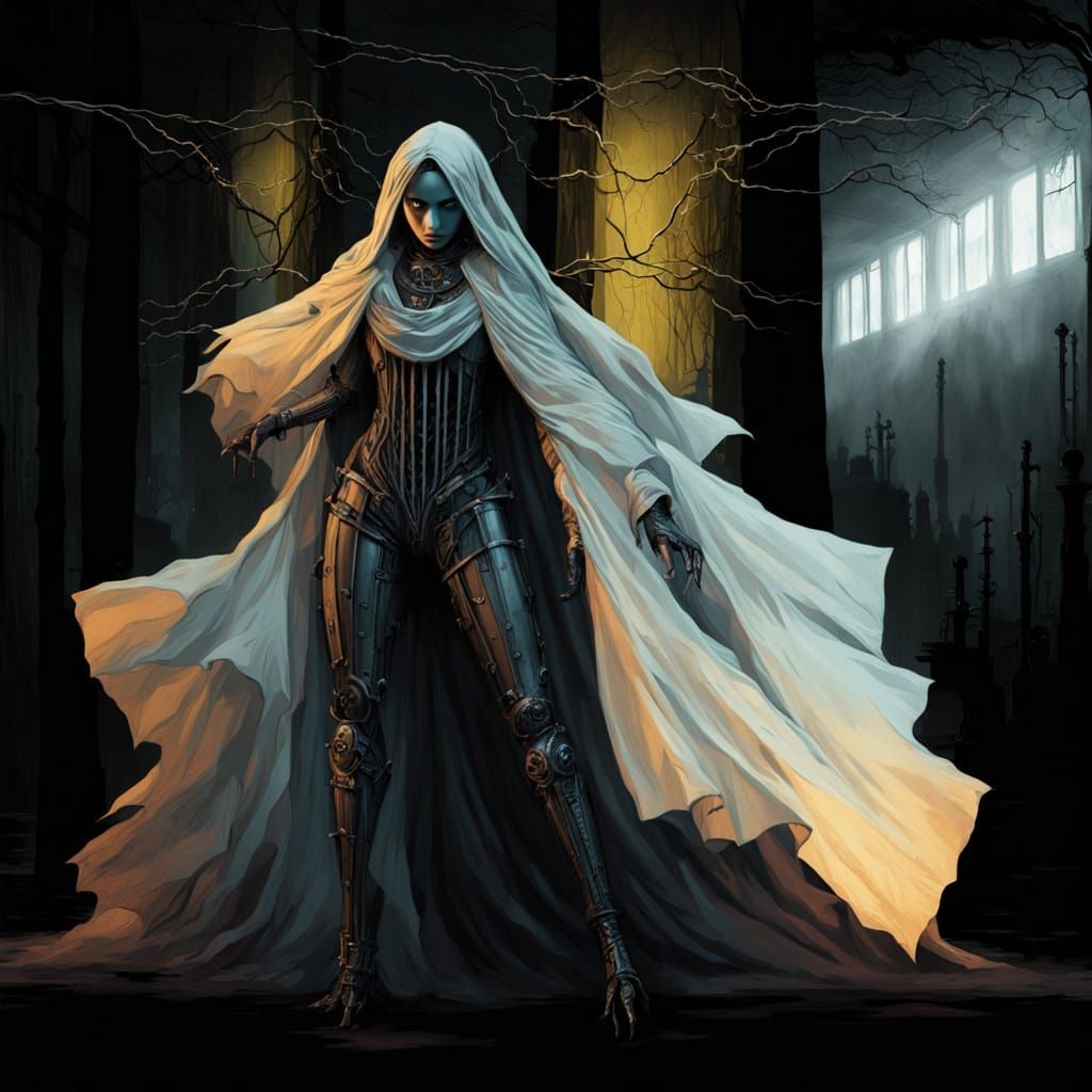 Ahsoka Frankenstein's Monster in Dark Cyberpunk Horror