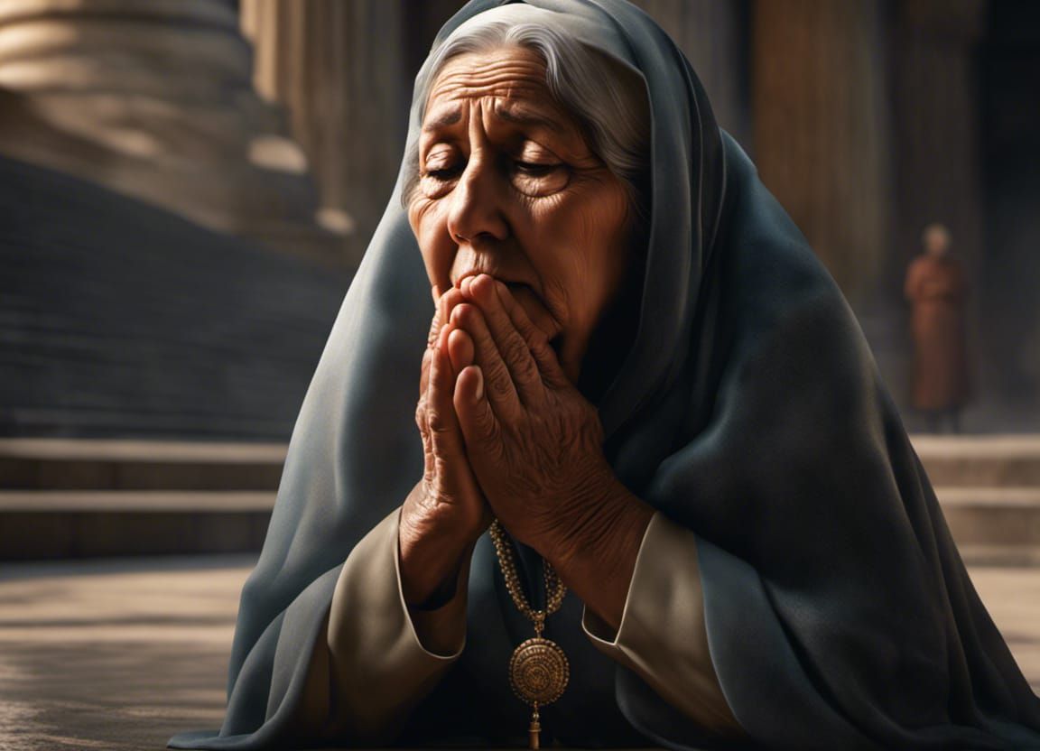 Woman Praying at Temple in Jerusalem