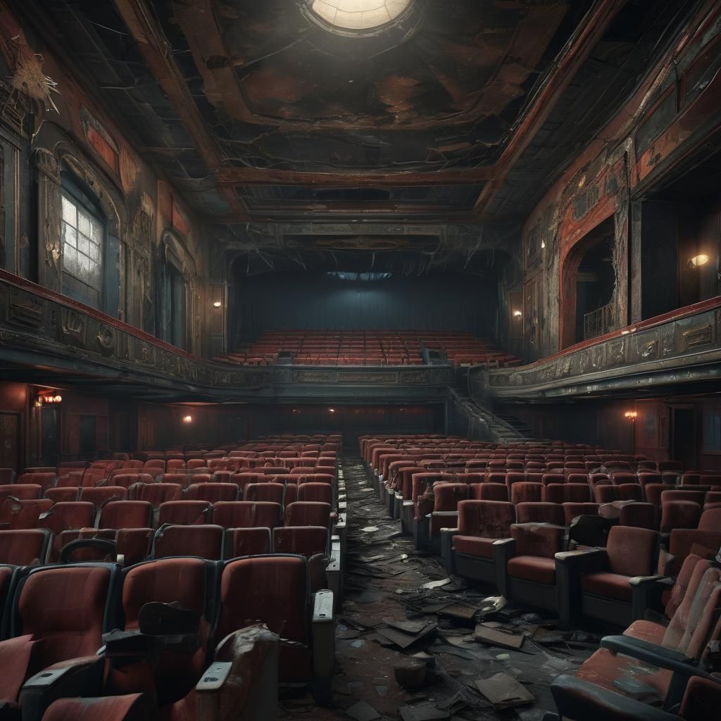 A creepy abandoned movie theater