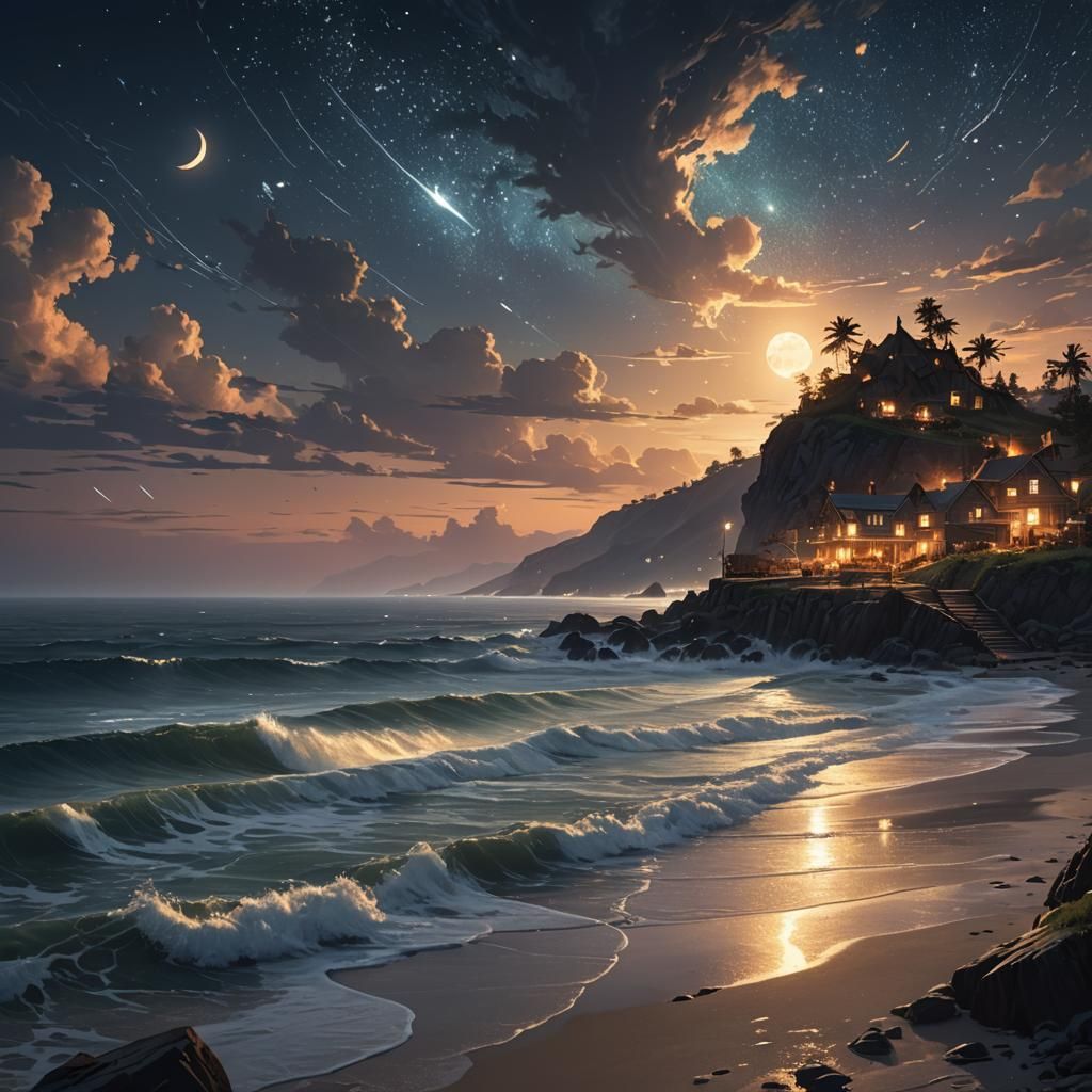 Summer Night Seascape with Dynamic Lighting