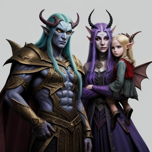 Demon, Elf, and Hybrid Child Character Design