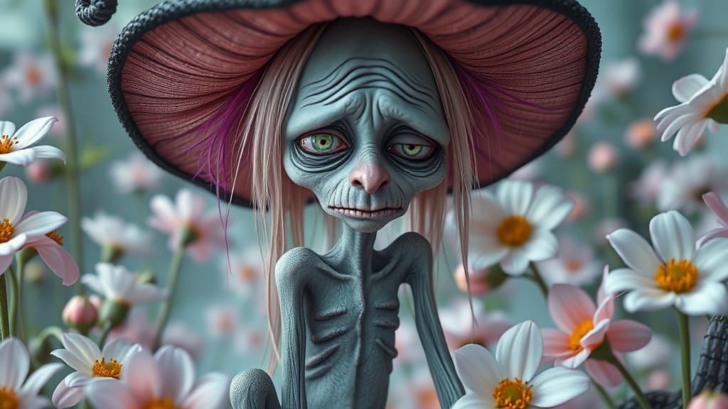 Creepy Cute Witch Portrait in Goblincore Fantasy