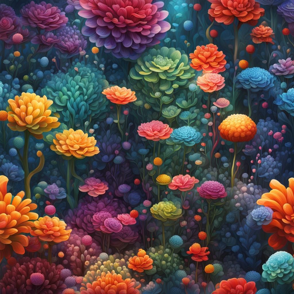 Hyperrealistic Microscopic Garden Concept Art