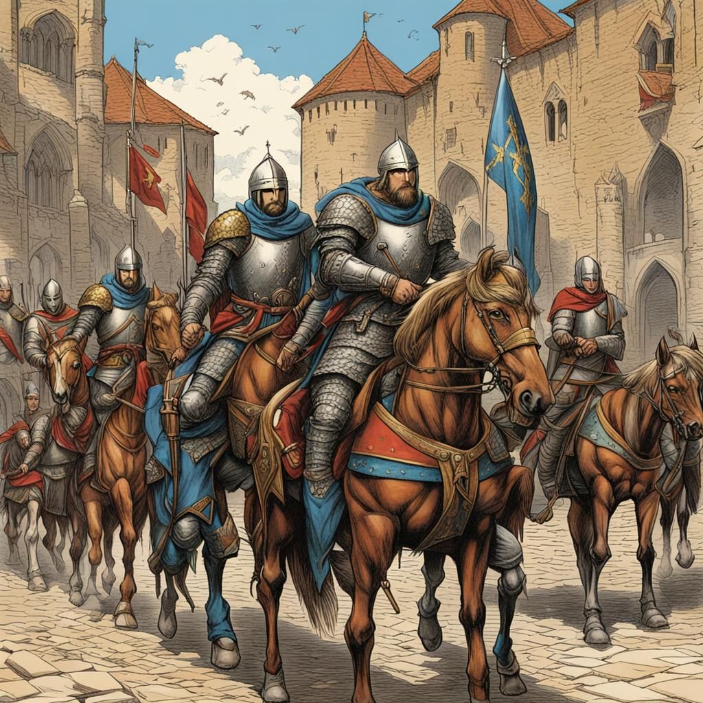 Northern italian Knights, Renaissance, in the style of europ...