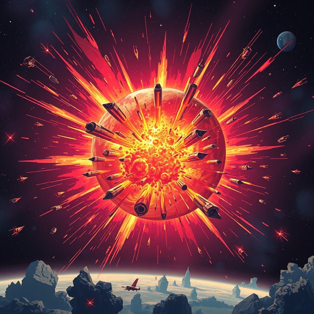 Cosmic Explosion in Style of Syd Mead