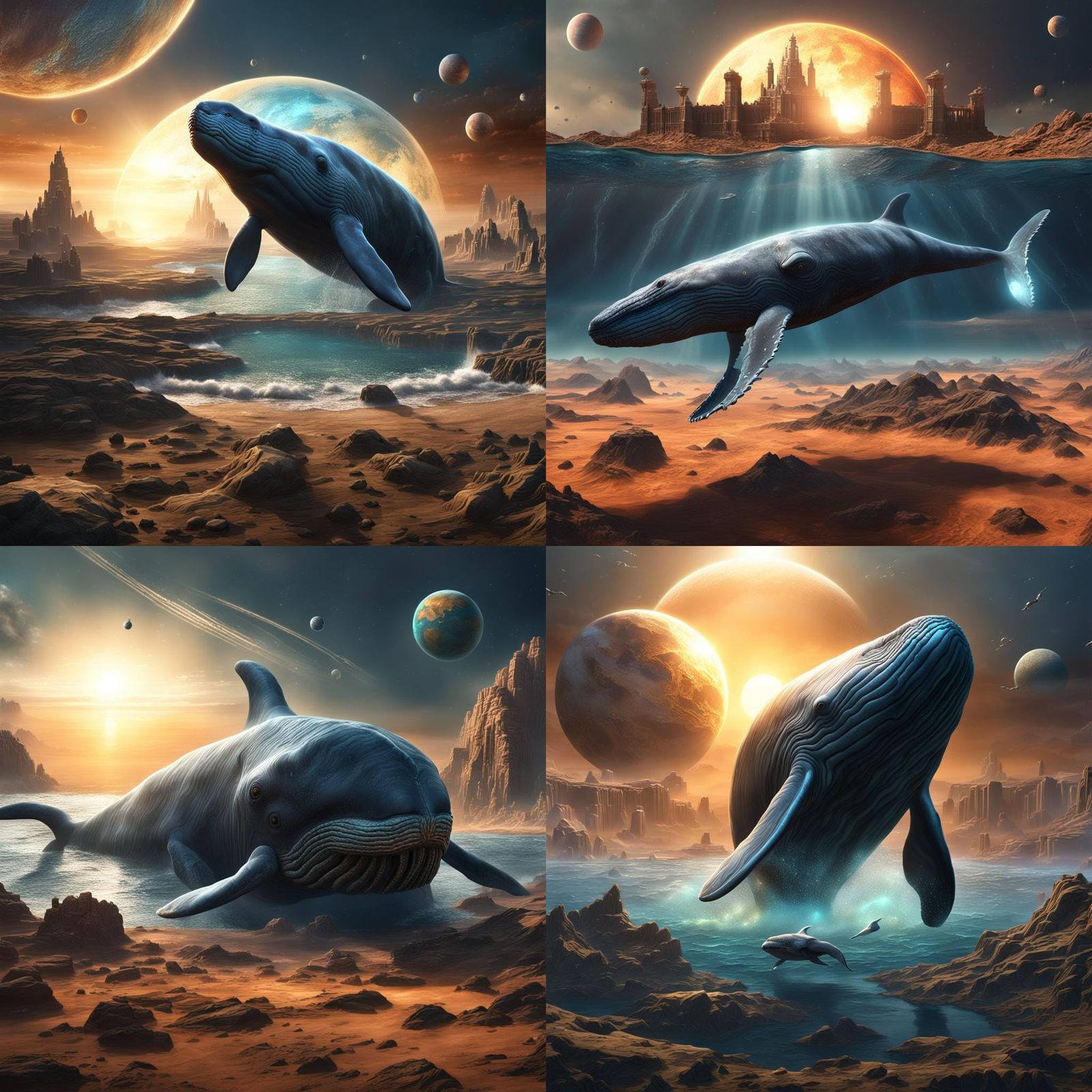 Sperm Whale in Space with Twin Suns