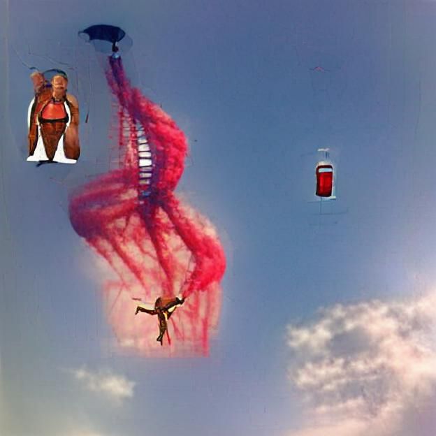 Man in Bikini Skydiving with Drink