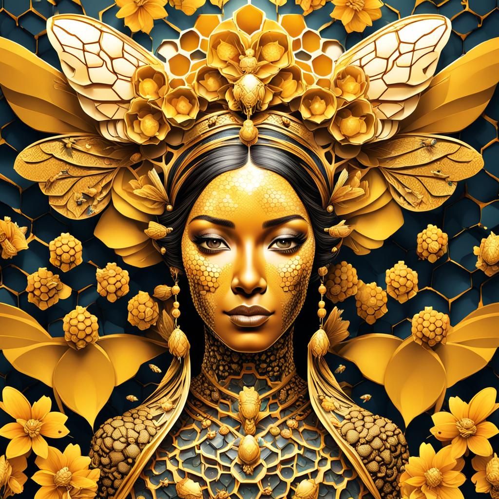 Queen of the Bees: Mythical Woman Portrait