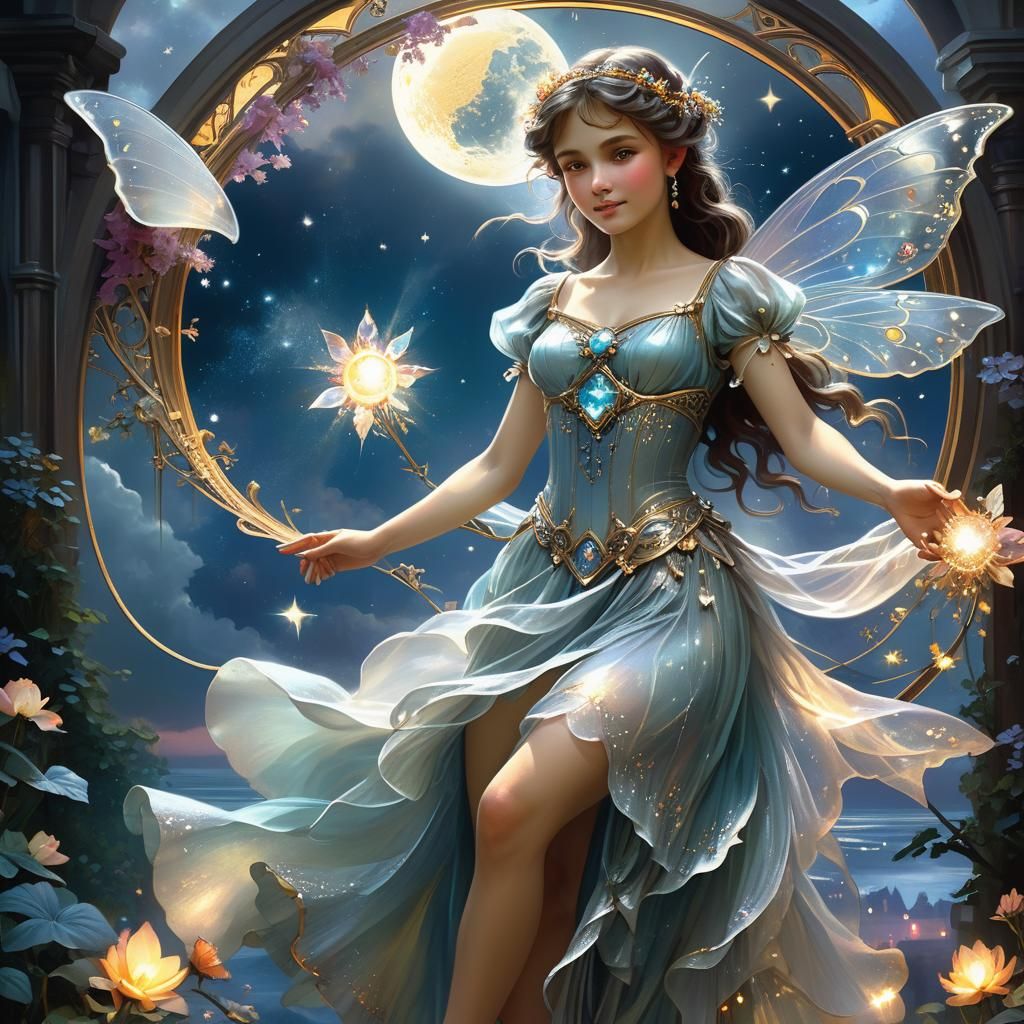 Silver Moon Fairy in Detailed Matte Painting