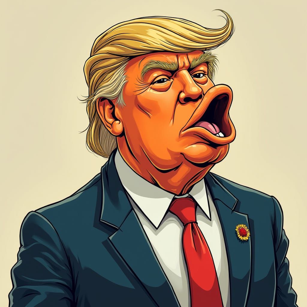 Donald Trump with Fish Face in Whimsical Style