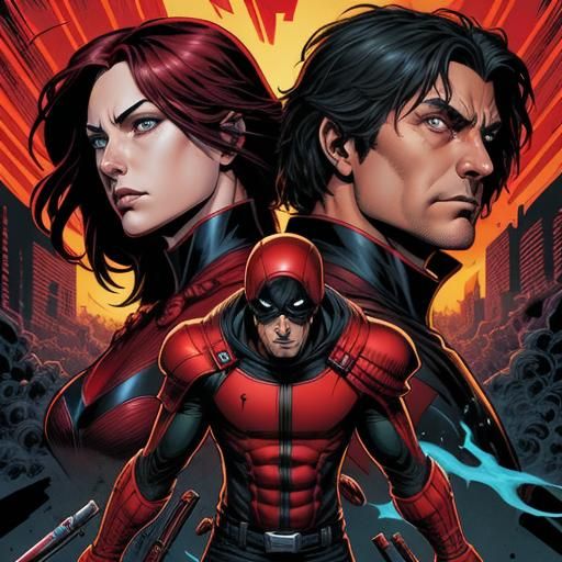 Red and Black Horizon Comic Book Art