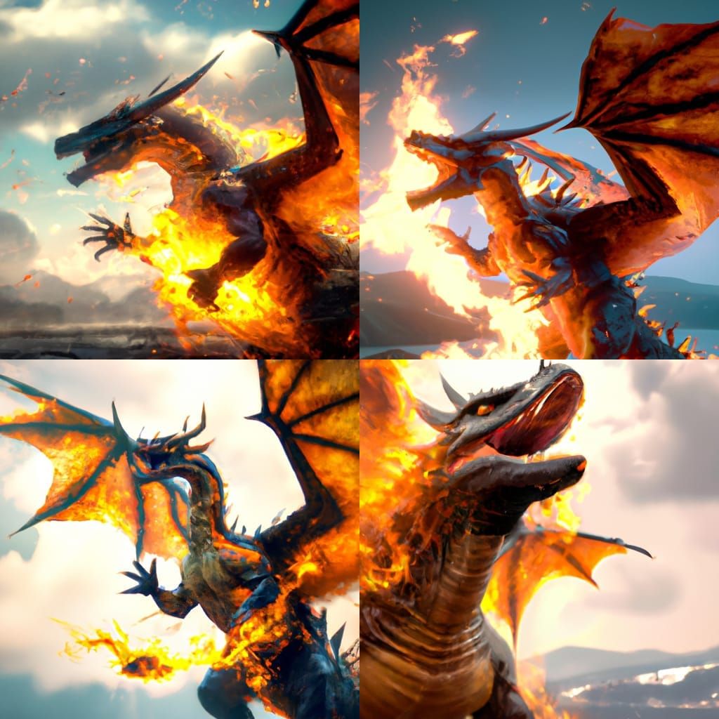 Realistic Kaiju Charizard Breathing Fire