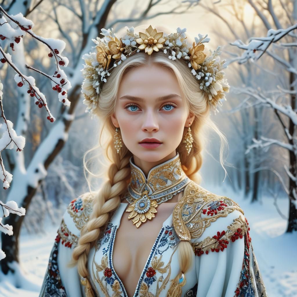 Stunning Russian Model in Winter Wonderland Portrait