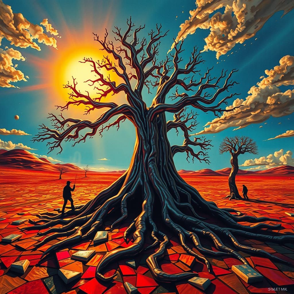 Chrome Circuit Tree in Shattered Glass Desert