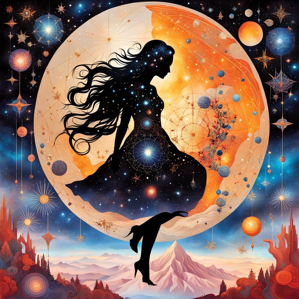 Fantasy Constellation Universe: Double Exposure Collage