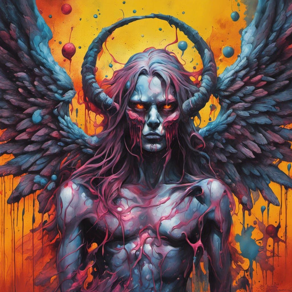 Demonic Angel in Graffiti Art Style