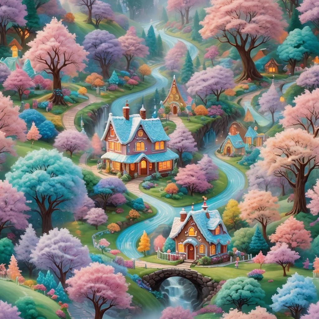 Enchanted Candy Land Dreamscape in Pastel Colors