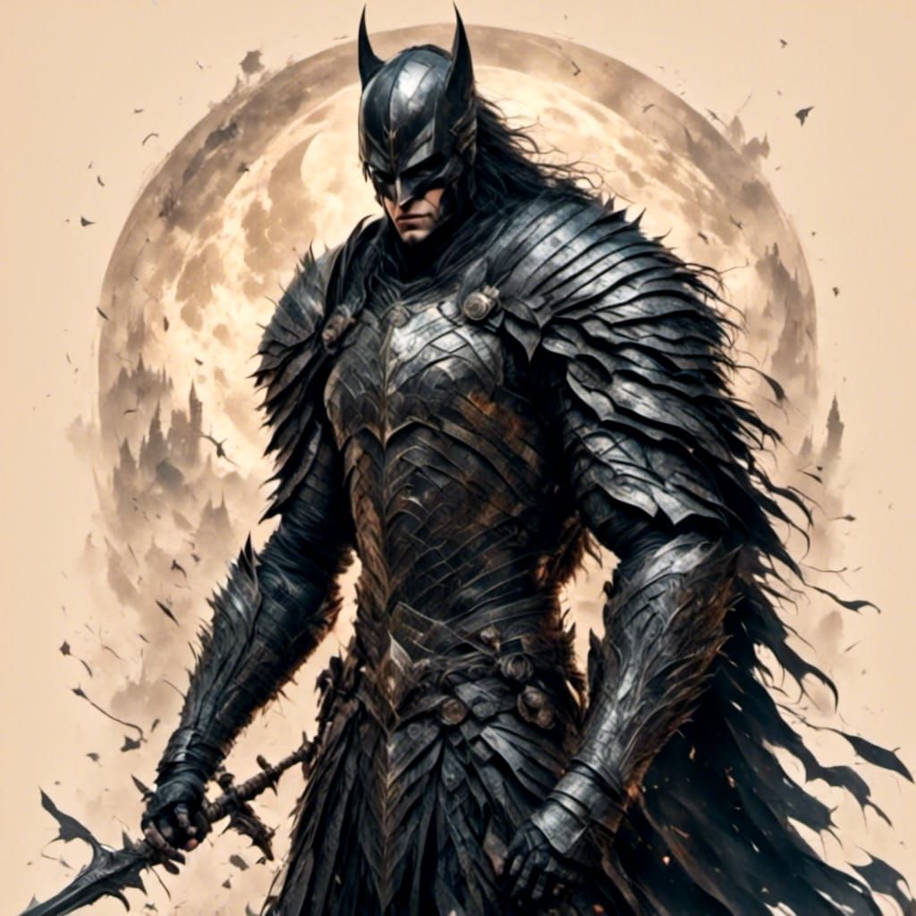 Batman as Knight in Gothic Fantasy Concept Art