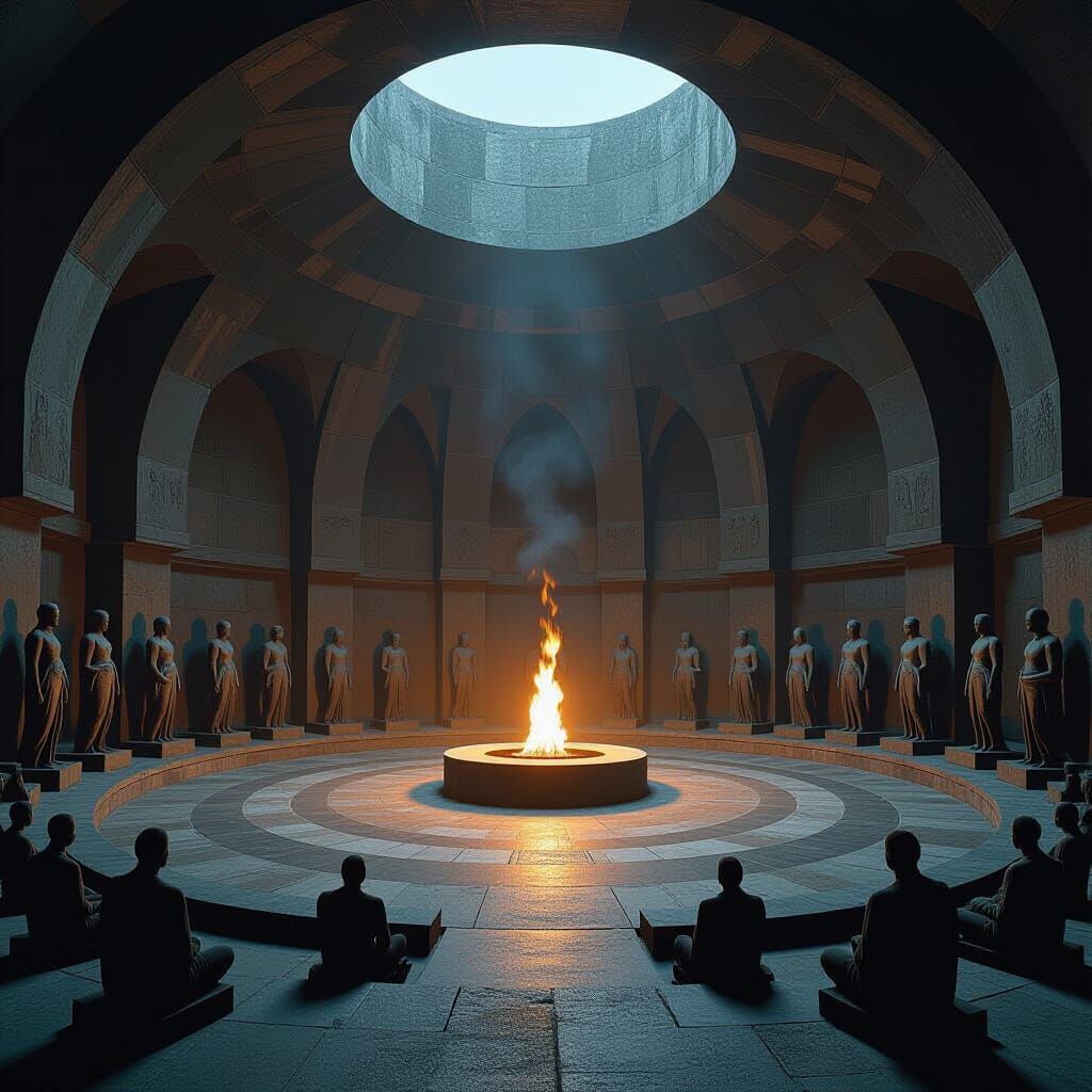 Eternal Flame Chamber in Beksiński Style