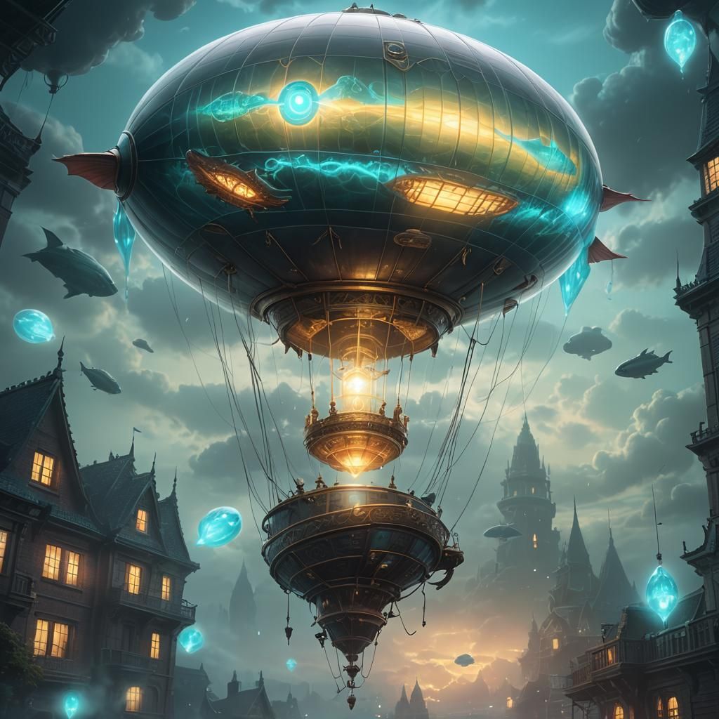 Cyan Dragon Eye Glass Blimp Concept Art