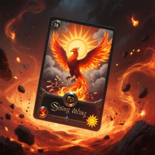 Fantasy Trading Card in Fiery Void with Phoenix Art