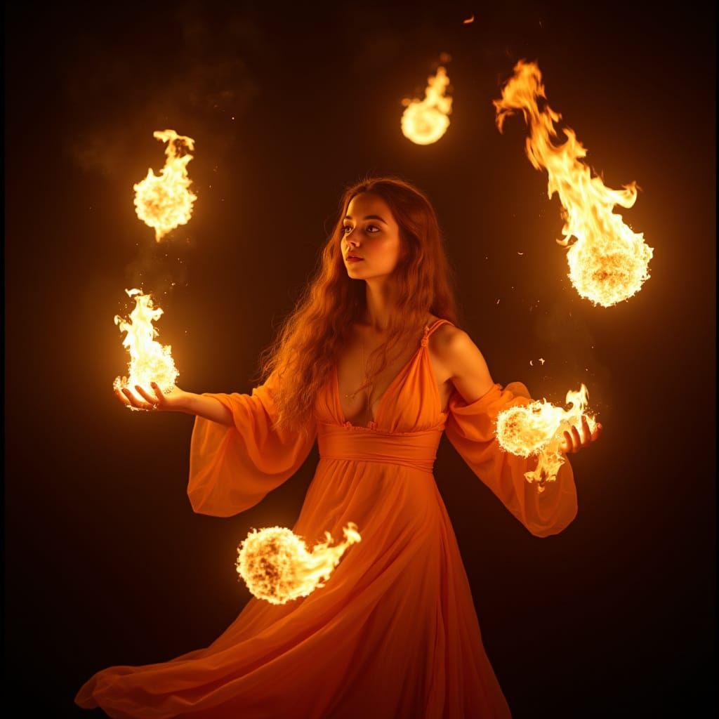 Dancer of Ethereal Flames in Cinematic Style