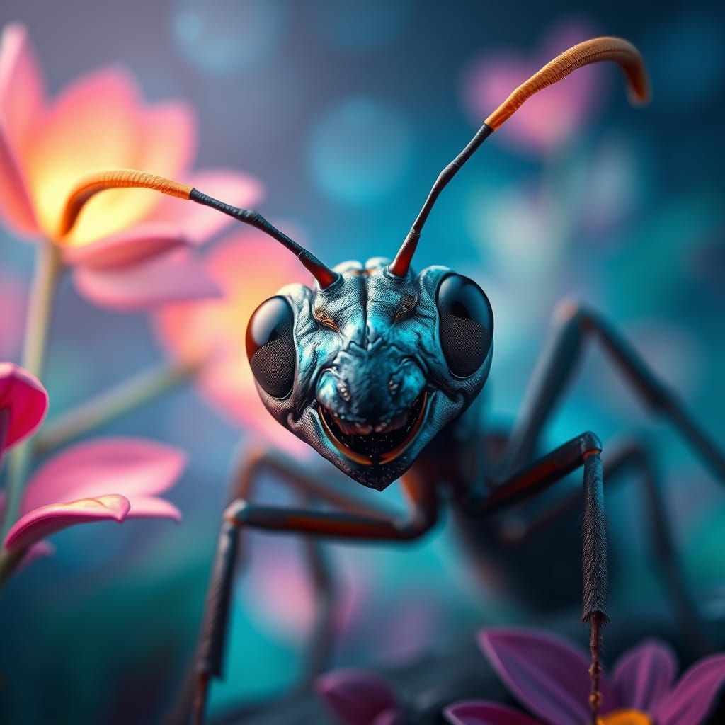 Surreal Portrait of an Enigmatic Ant in a Fantastical World
