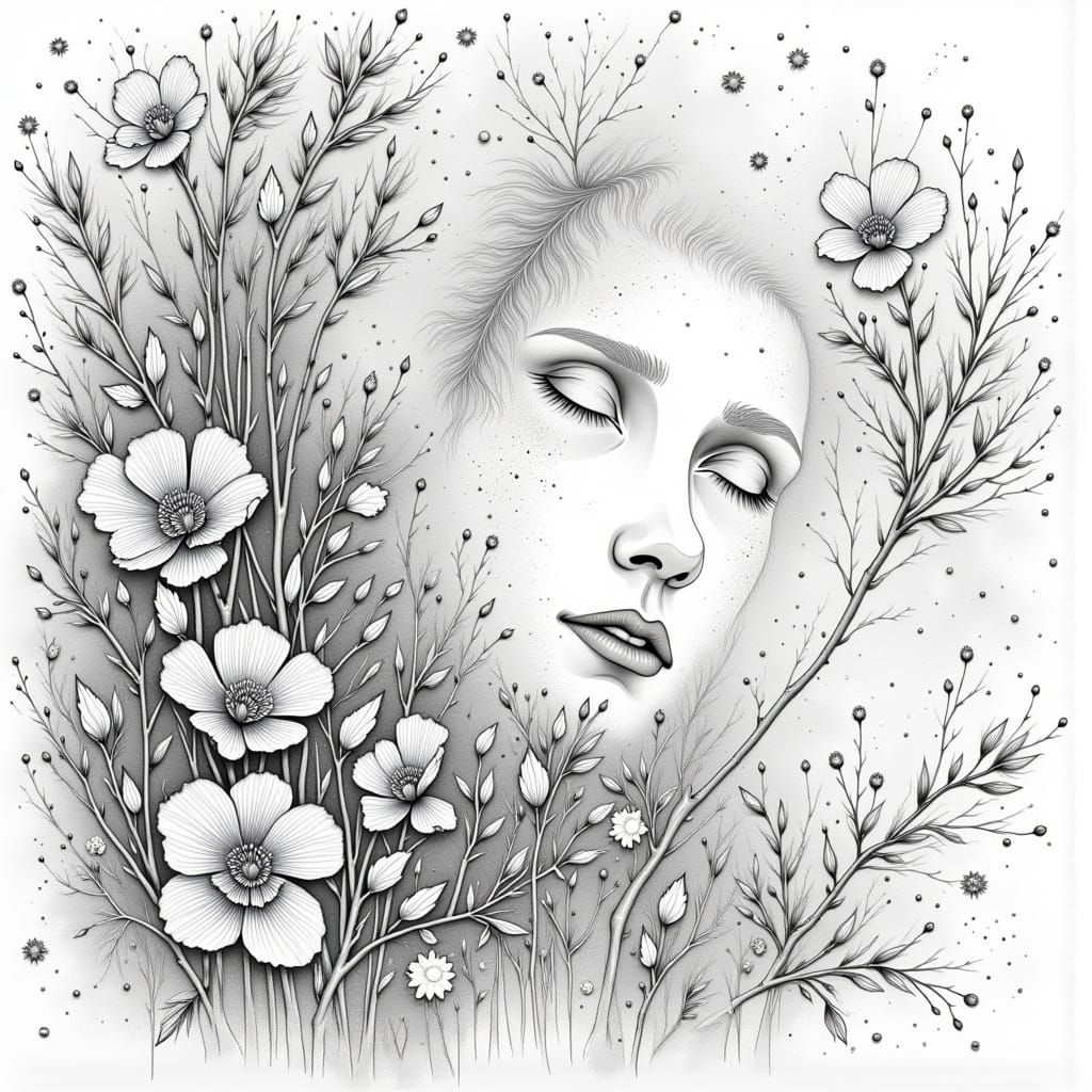 Black and White Drawing of Gay Men with Roses