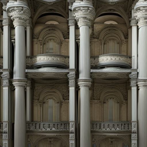 Interior architecture with pillars and arches