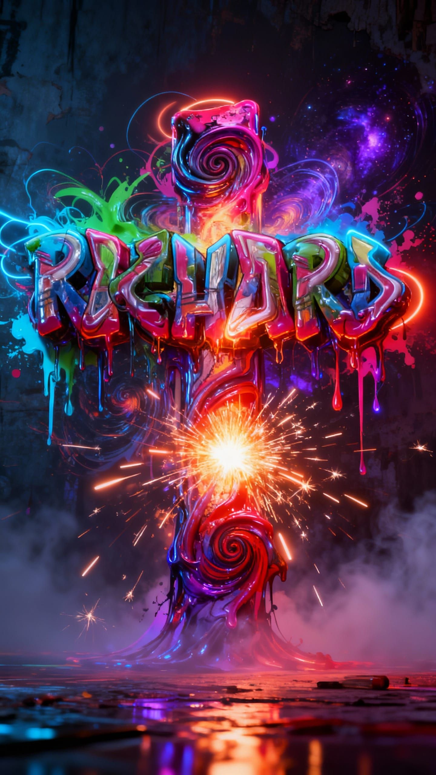 Graffiti Typography 'RICHARD' in Chaotic Surrealism