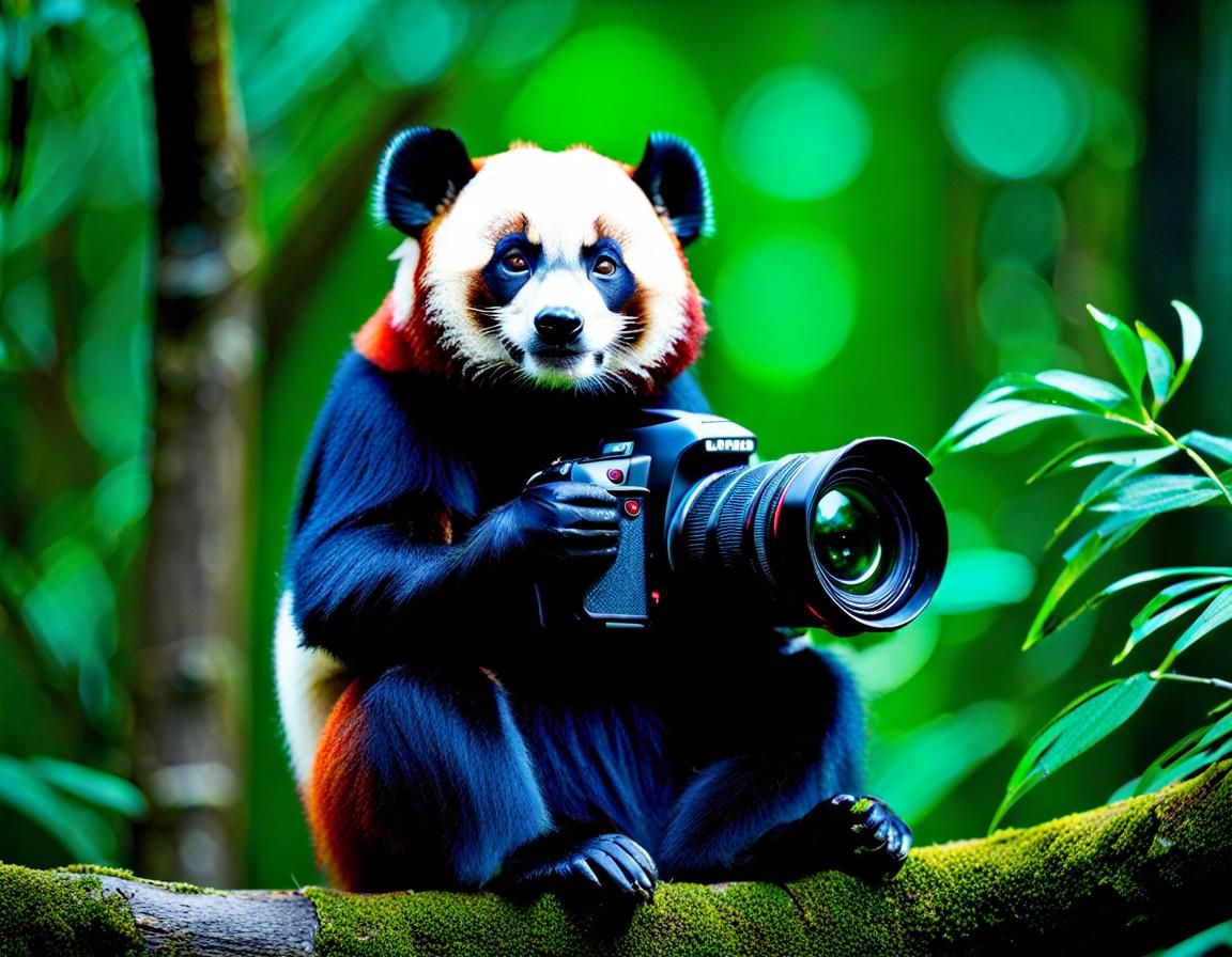lemur monkey panda hybrid dslr photo, realistic