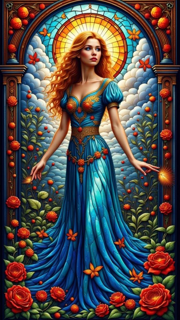 Mystical Stained Glass Embroidery Bookmark Art