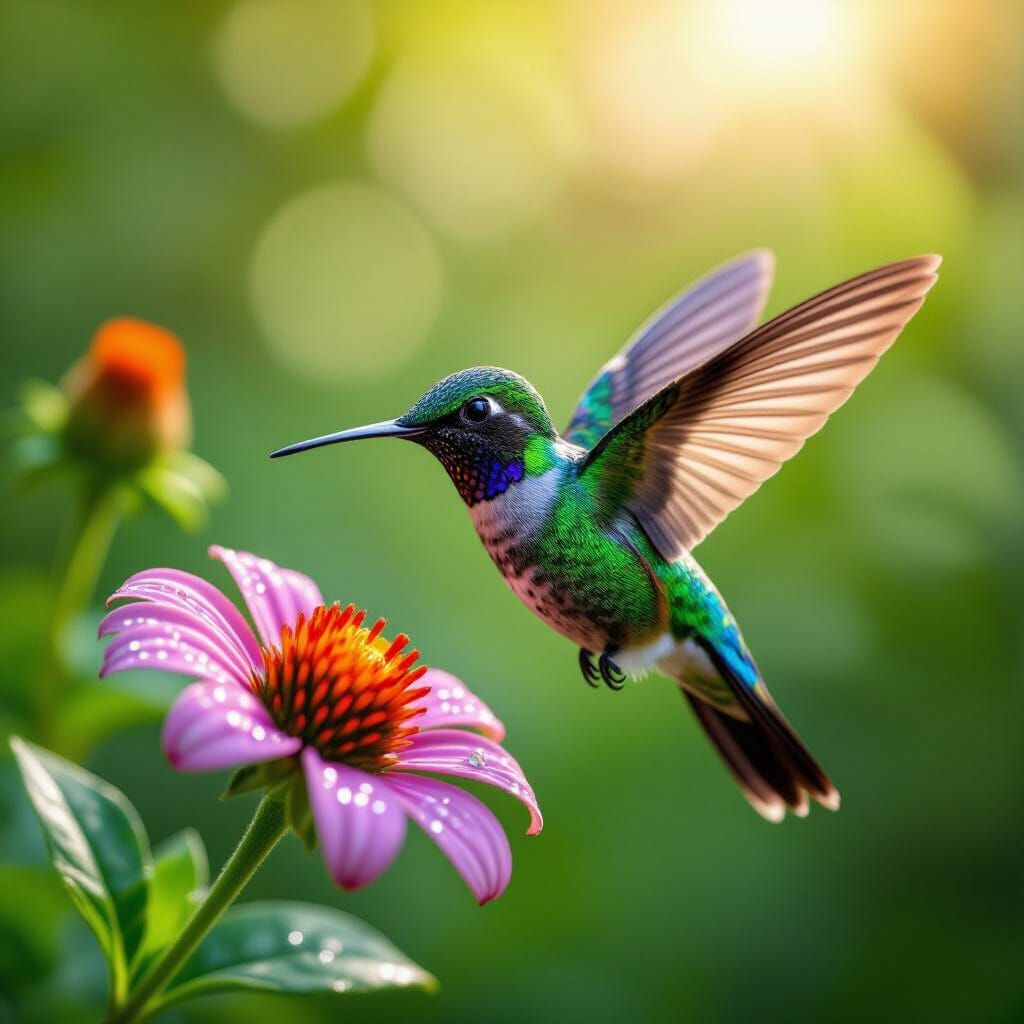 Vibrant Hummingbird Macro Photography in Jungle