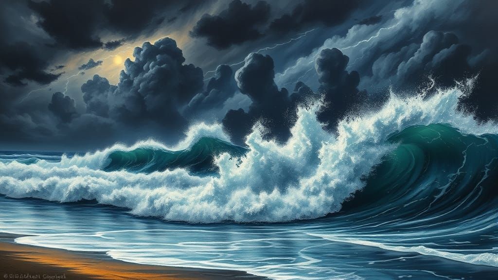 Fierce Storm Over Beach in Romantic Style