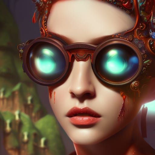 Funky Eyewear: Detailed Matte Painting in Fantasy Art Style