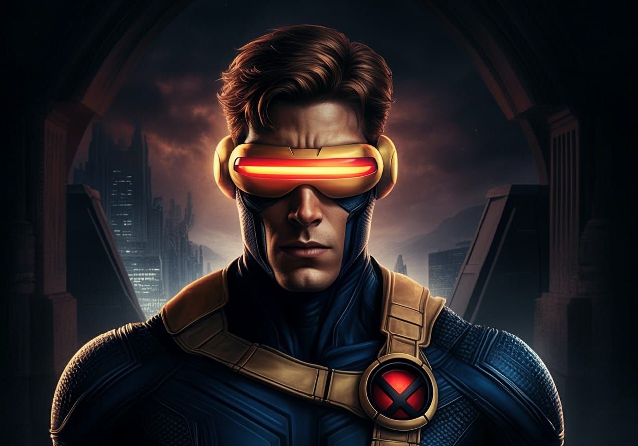 Photorealistic Portrait of Cyclops at X-Mansion