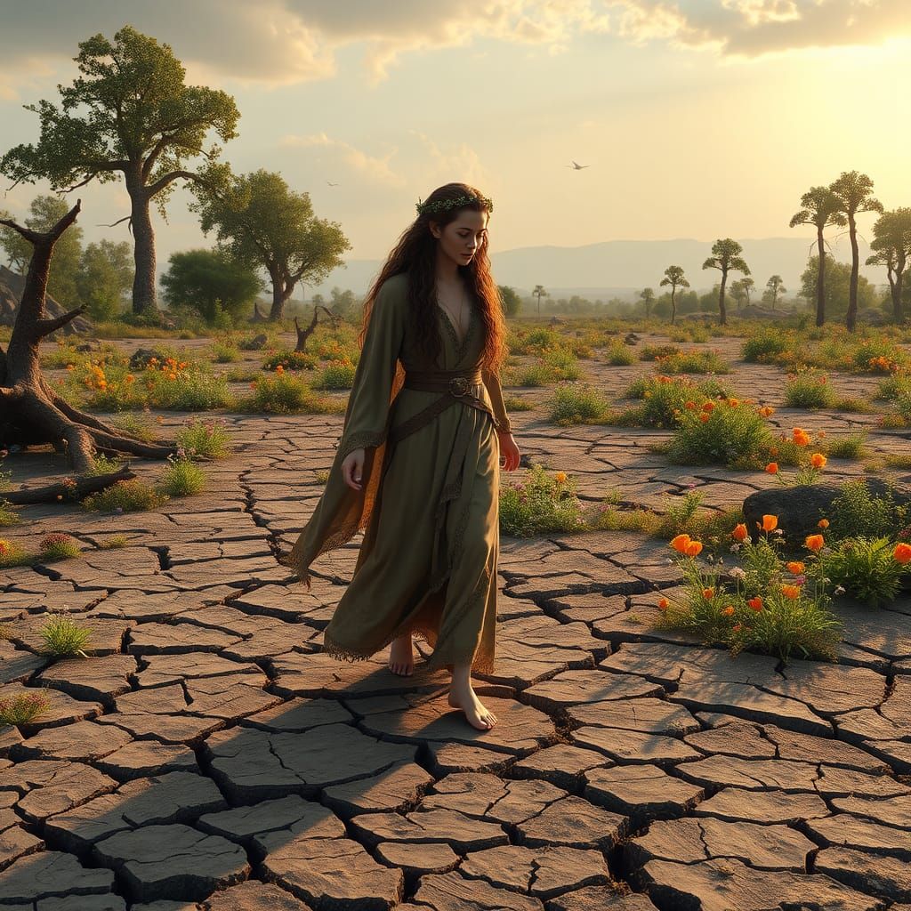 Elf Woman Brings Life to Barren Land