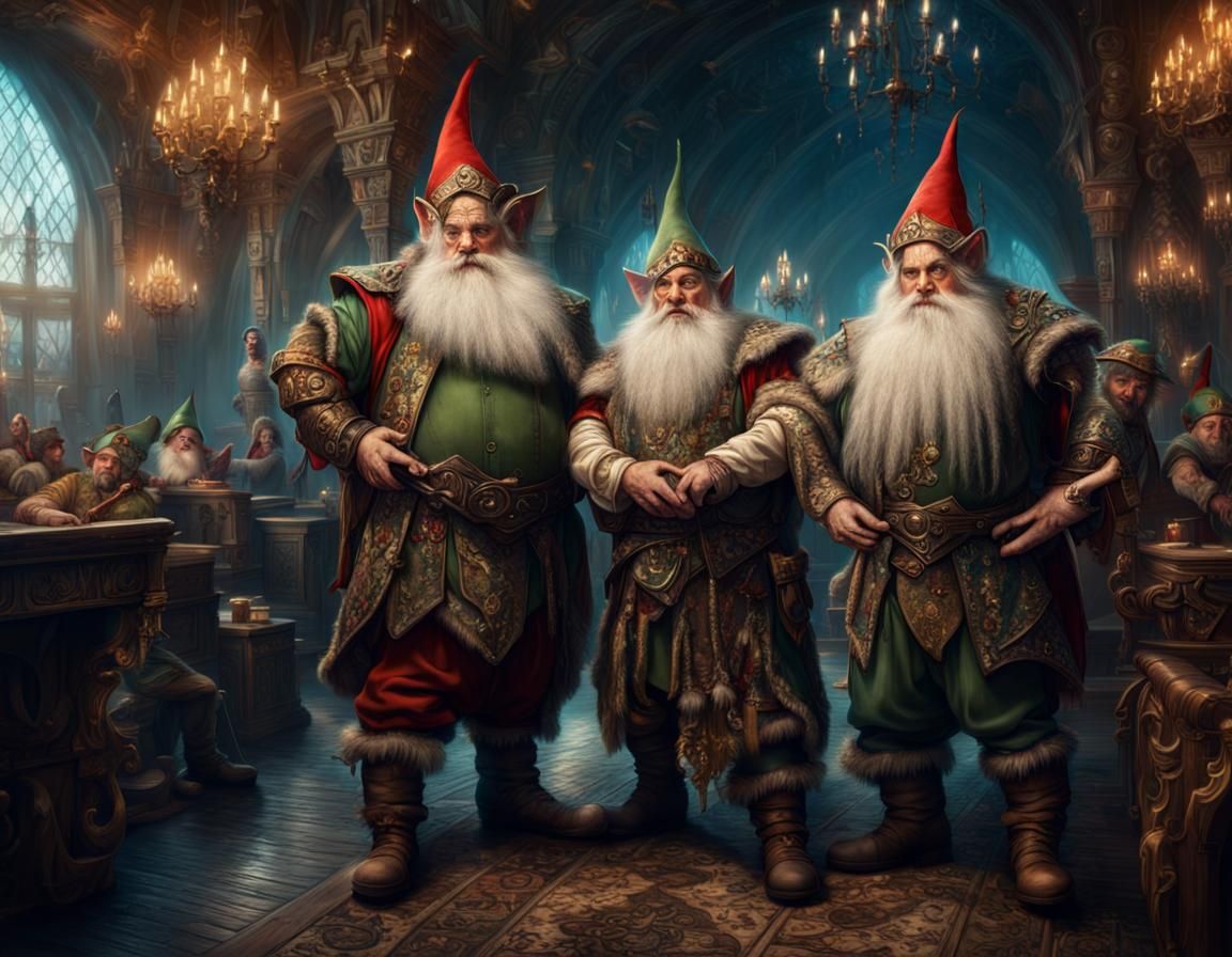 Dwarves as Fantasy Elves in Burlesque Style