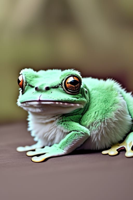 A Fluffy Frog Cat Hybrid Creature