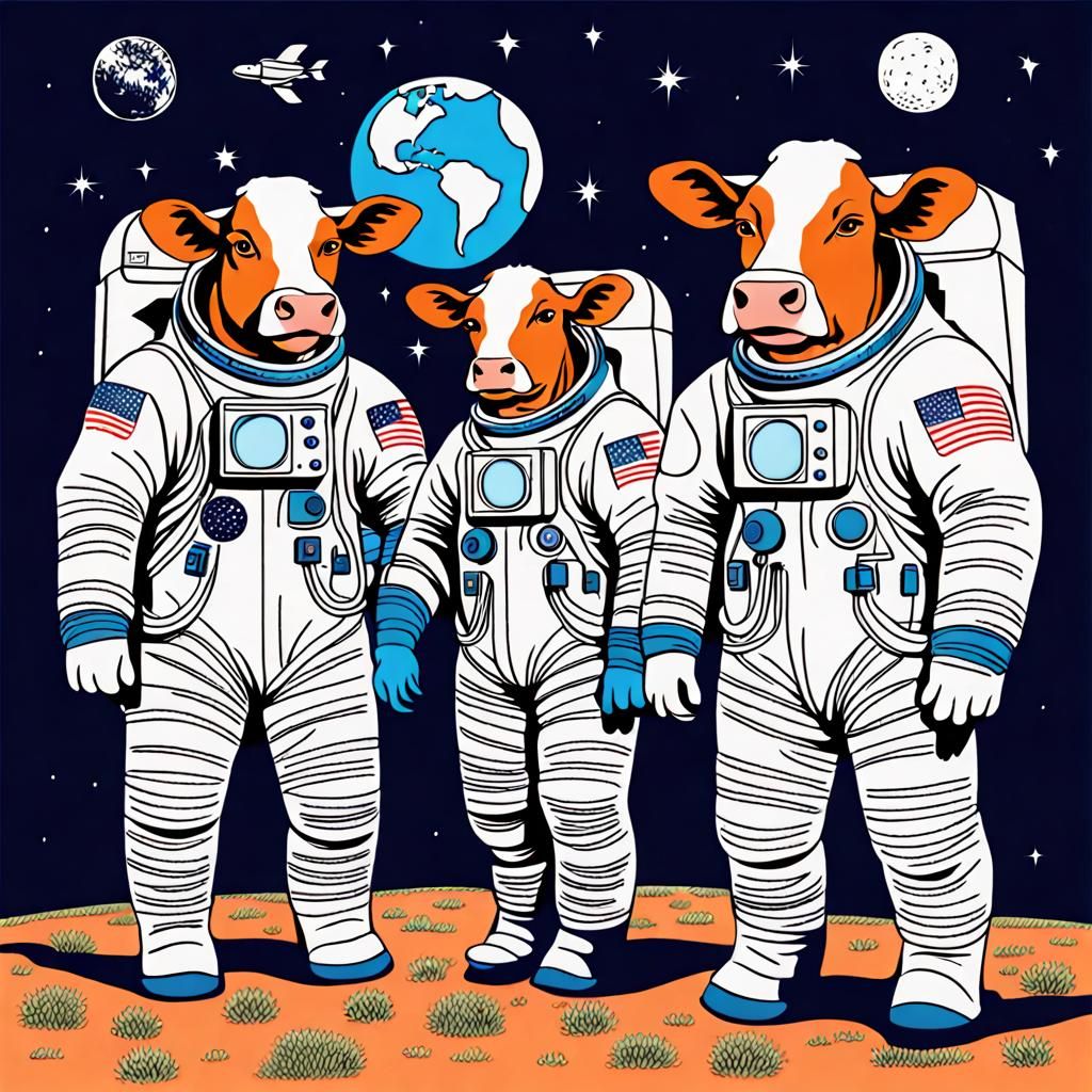 Astronaut Cows in Space