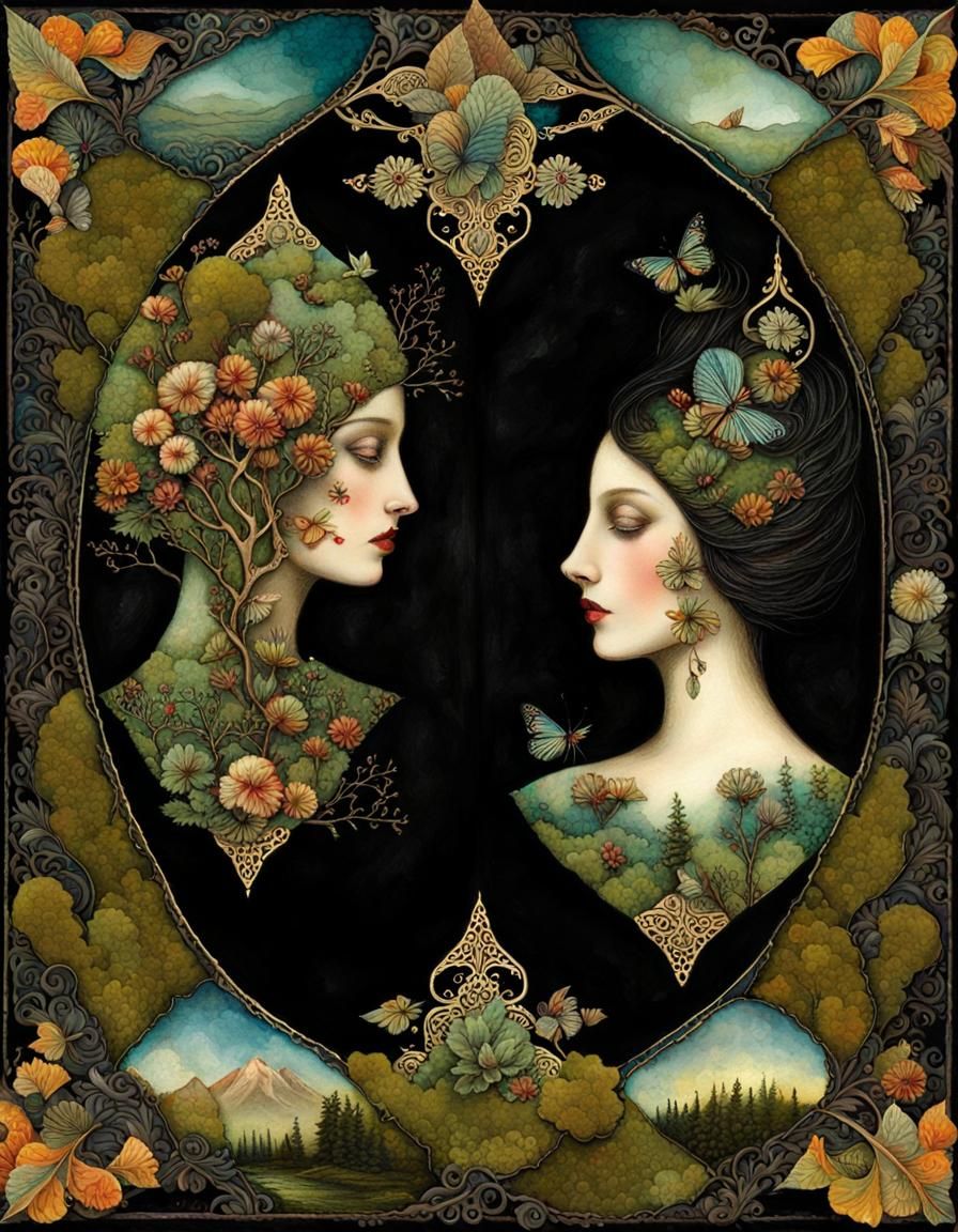 Intriguing Gothic Transformation in Mixed Media Collage