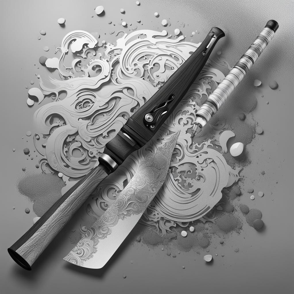 Black and White Katana with Wood Handle