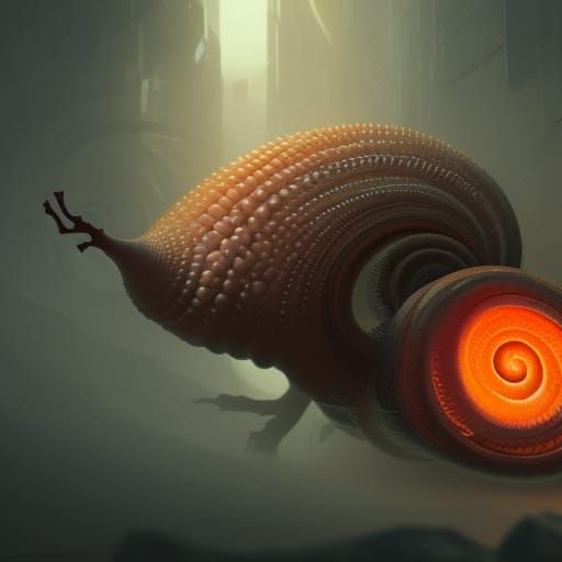 Psychic Fractal Snail in Dark Fantasy Style
