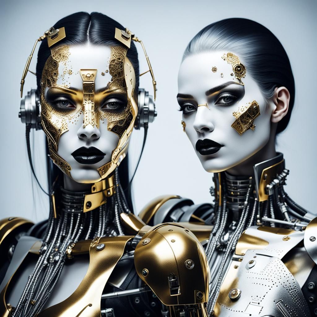 Robot Vampire Couple: Cyberpunk Fashion Photography