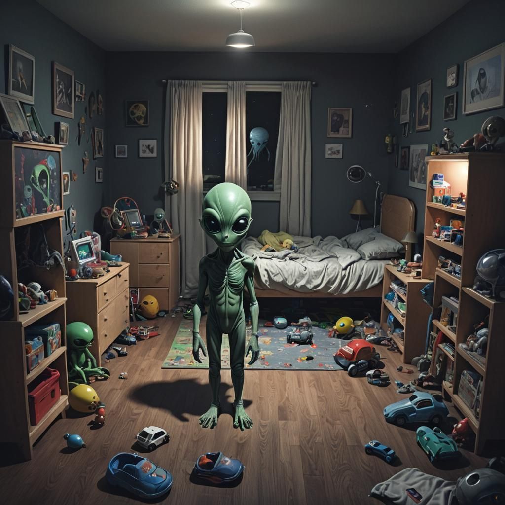 Alien Visits Child's Bedroom at Night
