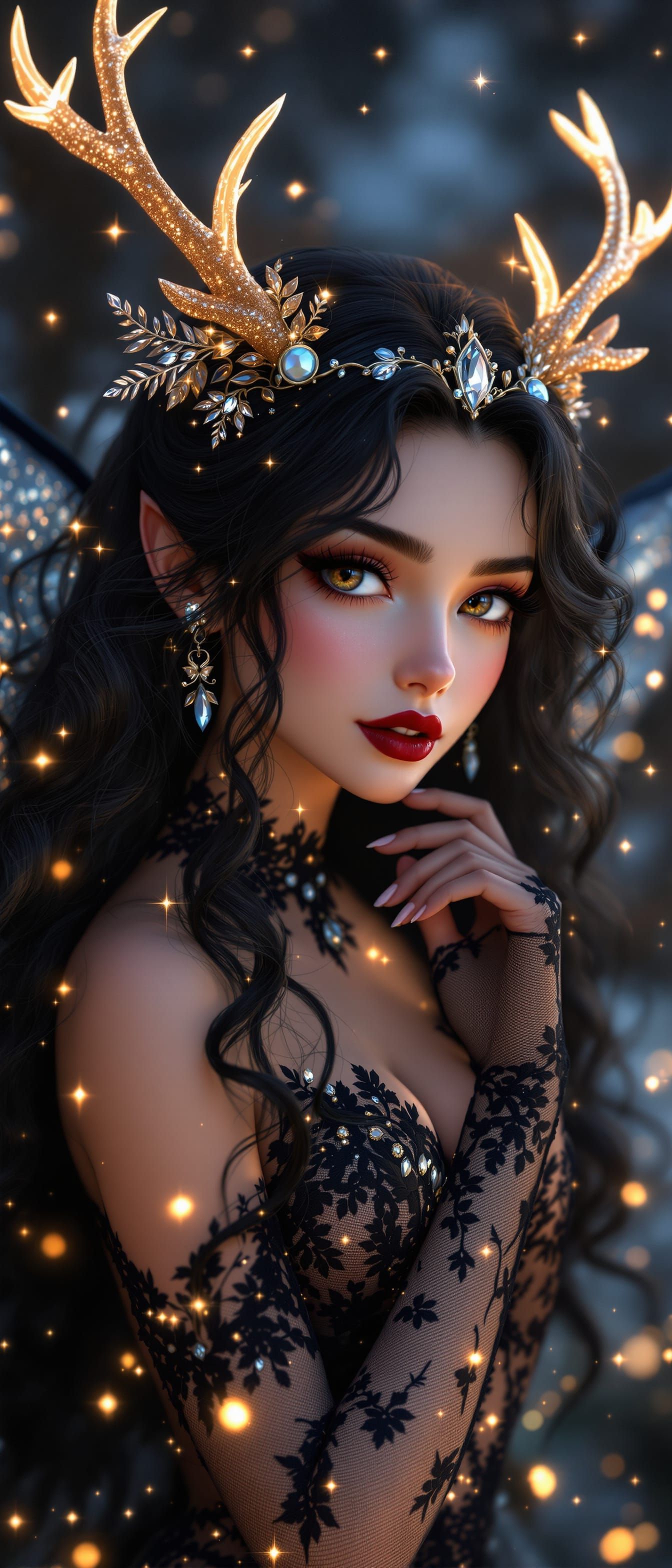 Shy Crystal Fairy Princess in Ethereal Anime Style